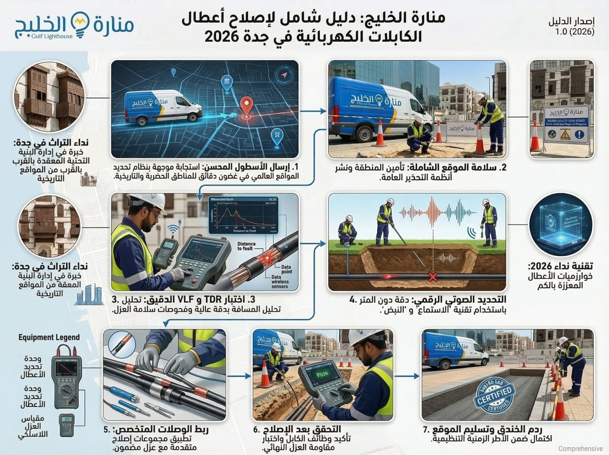 صورة توضيحية لعملية اصلاح اعطال الكابلات الكهربية بجدة باستخدام أحدث التقنيات