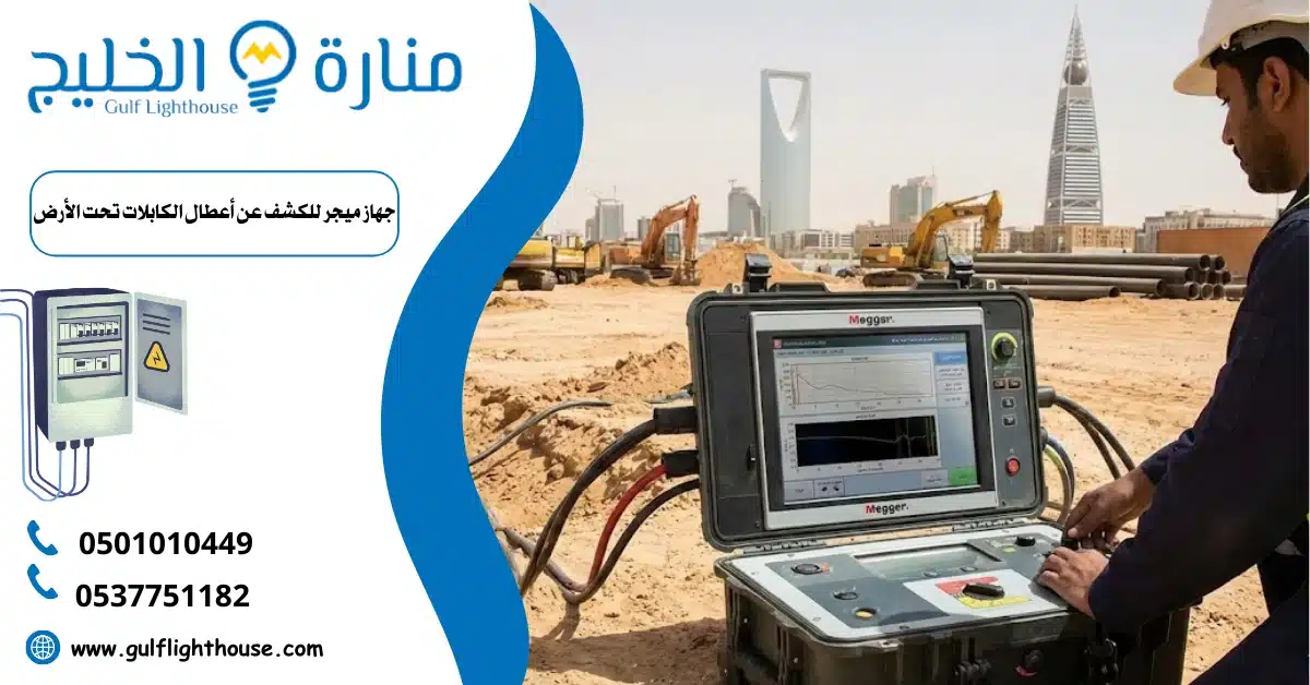 جهاز ميجر للكشف عن أعطال الكابلات تحت الأرض يعمل في موقع بناء بالرياض