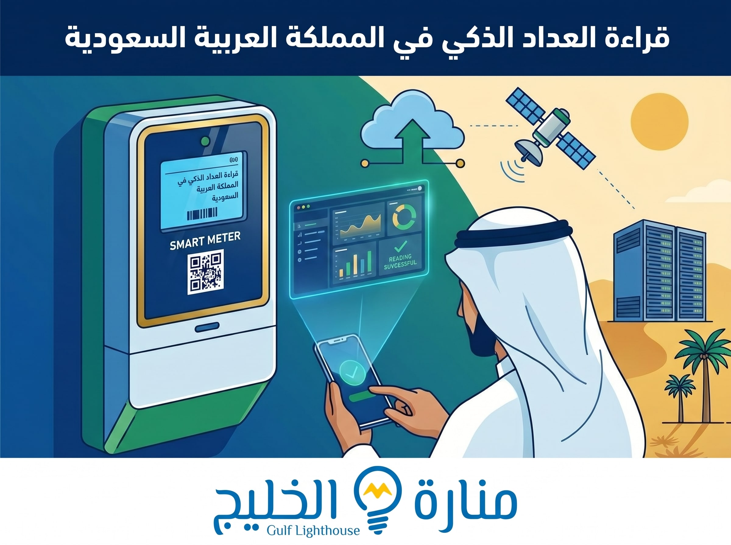 صورة توضيحية لعملية طريقة قراءة عداد الكهرباء الذكي الجديد في السعودية باستخدام أحدث التقنيات