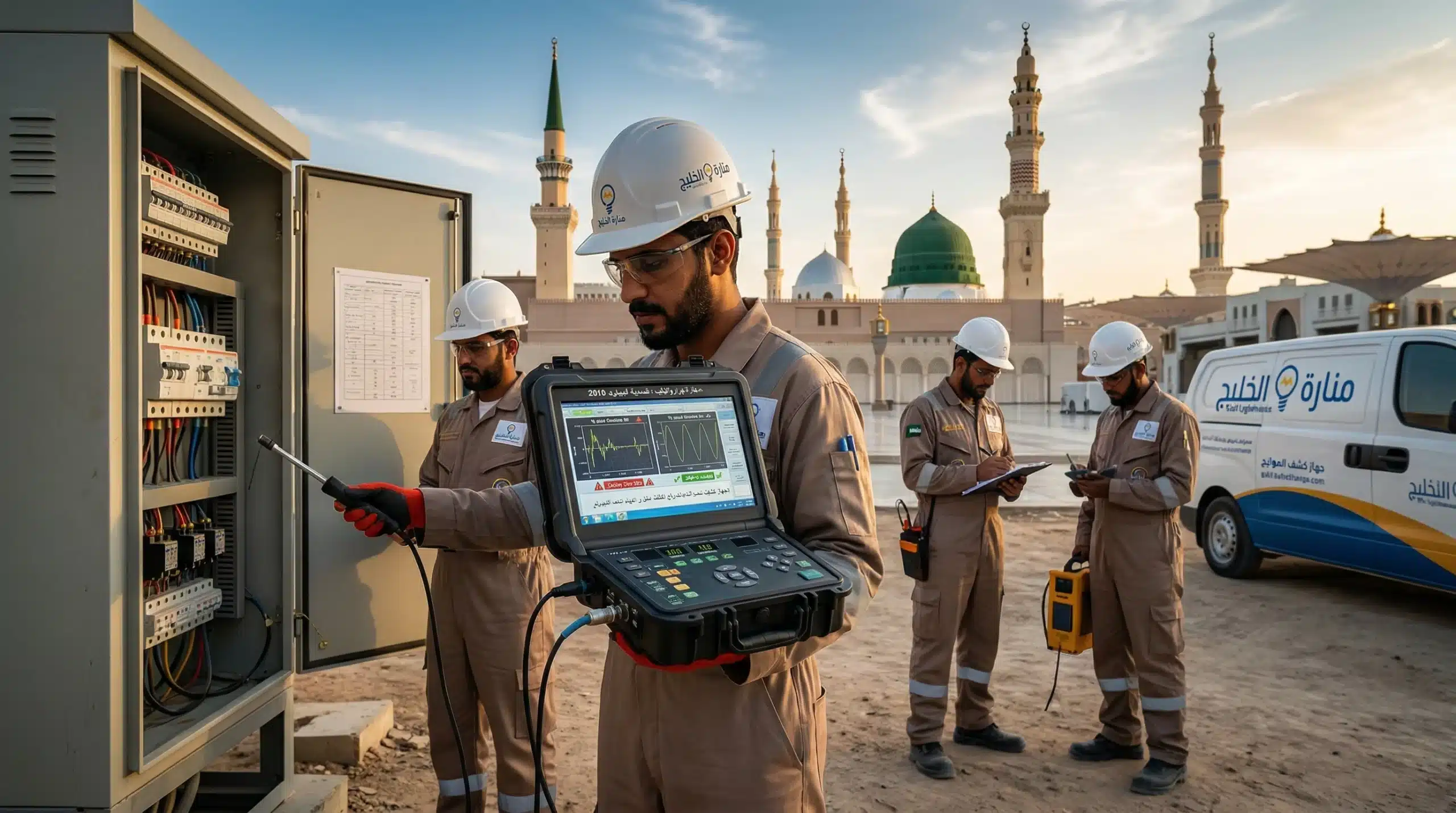 جهاز كشف تسريب الكهرباء والتذبذب بالمواقع بالمدينة المنورة في المدينة المنورة - خطوات الخدمة من شركة منارة الخليج