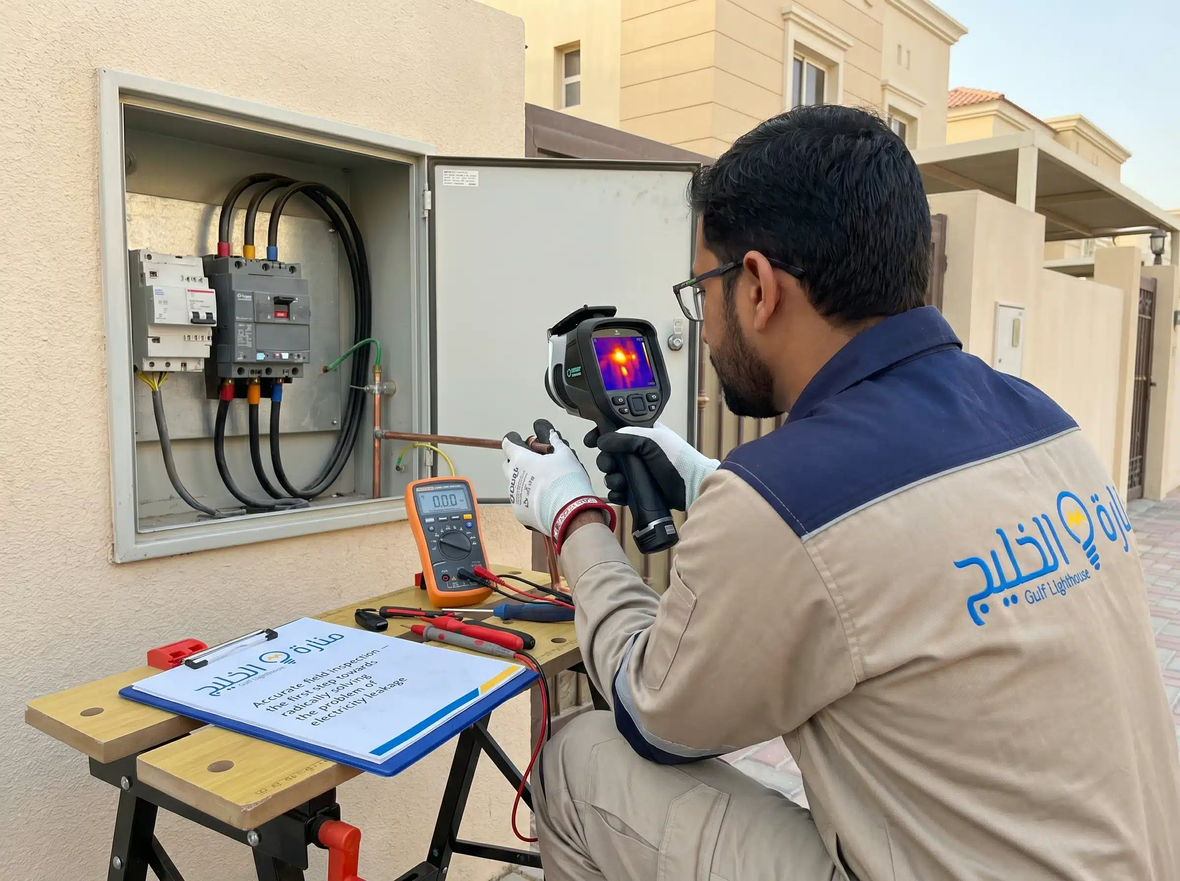 صورة توضيحية لمشكلة تسرب الكهرباء قبل التنفيذ